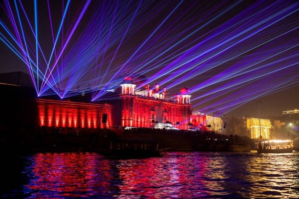 drama lights on the Ganges ghats