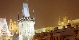 Fresh snow on Old Town Prague